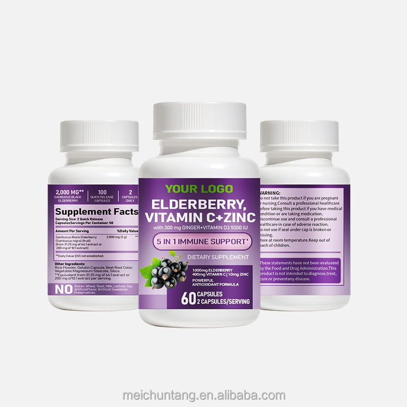 Elderberry Capsules Factory - OEM 500mg Immune System Antioxidant