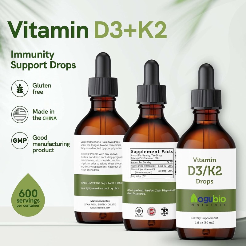 Vitamin D3 K2 Liquid Factory - Hot Sale Private Label Fast Absorbing
