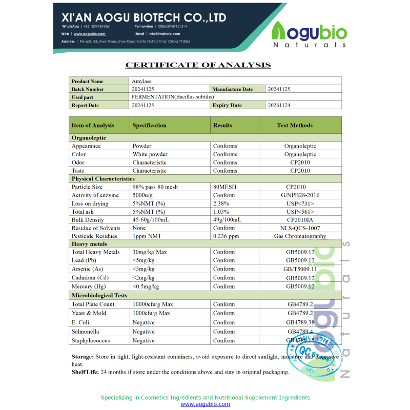 Alpha Amylase Supplier - Cosmetic Grade CAS 9000-90-2 Daily Chemical