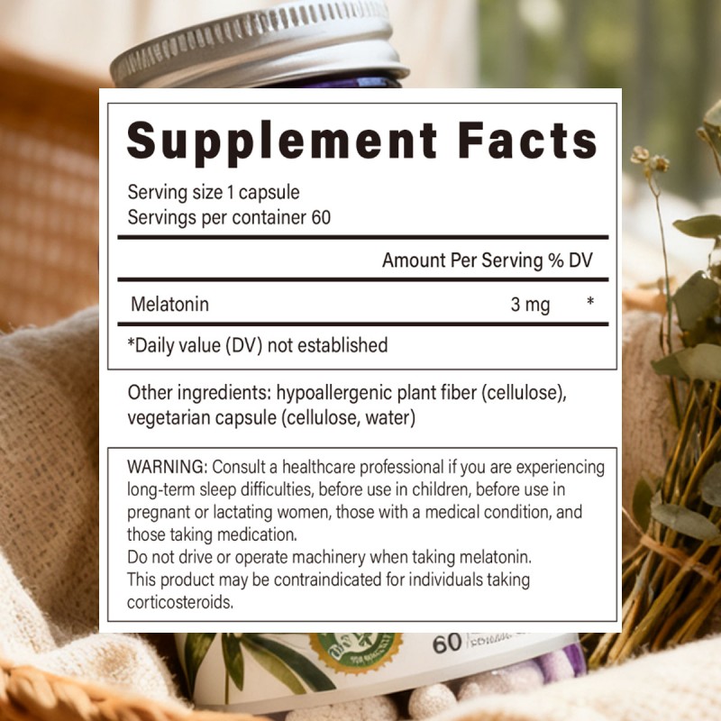 Melatonin Capsules Manufacturer - Hot Selling 60 Capsules Herbal
