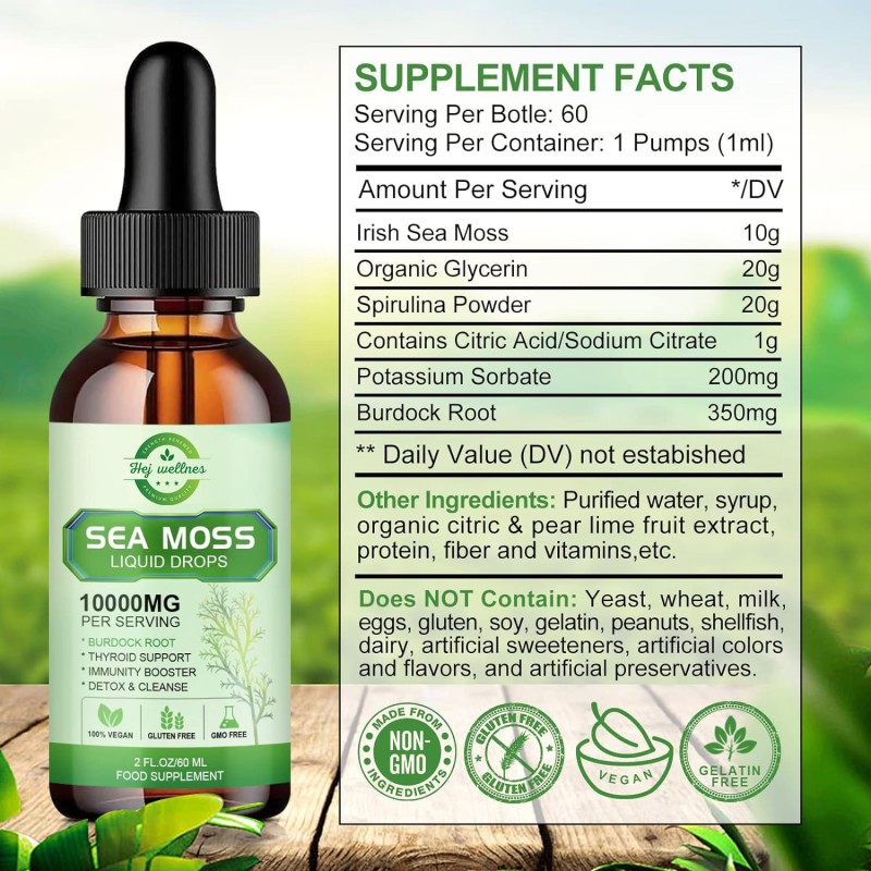 Sea Moss Drops Supplier - Vegan Organic Irish Moss Burdock