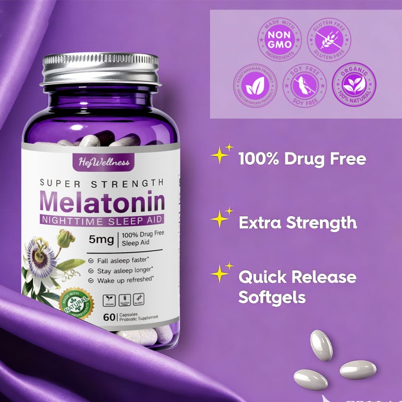 Melatonin Capsules Manufacturer - Hot Selling 60 Capsules Herbal