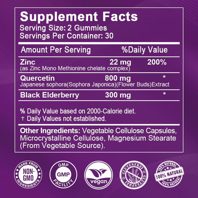 Zinc Quercetin Gummies Factory - OEM Immune Cardiovascular Support
