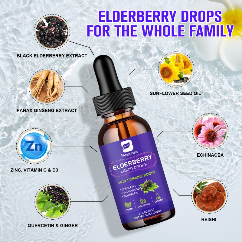 Elderberry Liquid Drops Factory - OEM Quercetin Ginseng Complex