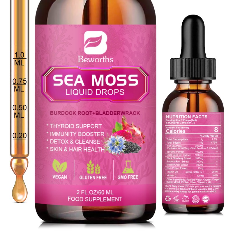 Sea Moss Liquid Drops Factory - OEM Immune Health Drink Private Label