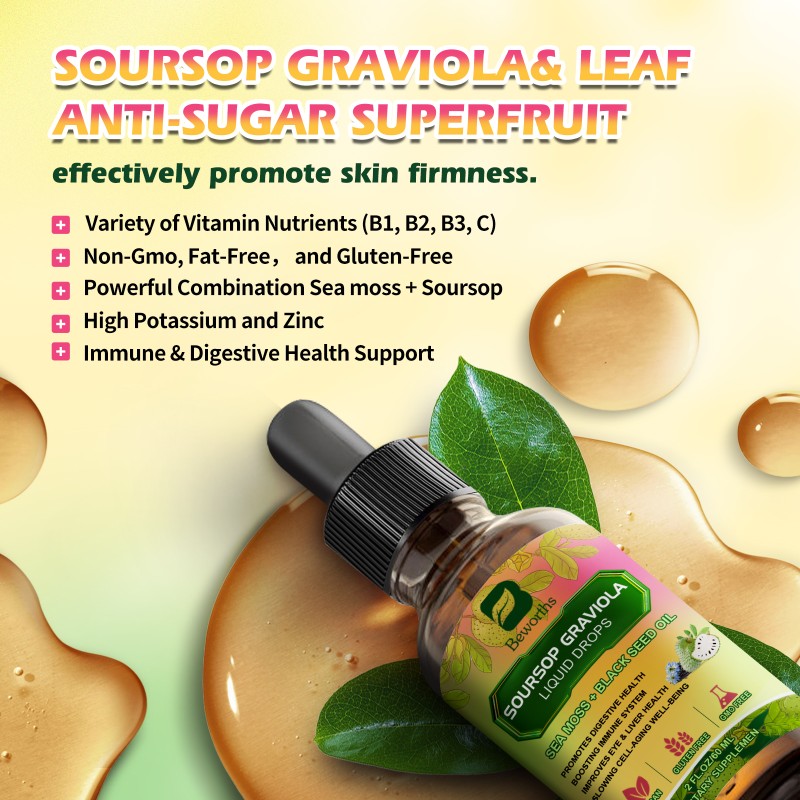 Graviola Liquid Drops Factory - OEM Sea Moss Black Seed Oil Bulk