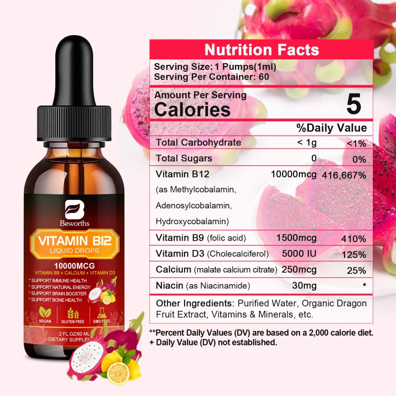 Vitamin B12 Drops Factory - OEM Energy Boost Methylcobalamin Bulk