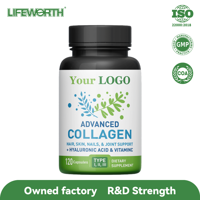 LIFEWORTH OEM Private Label Vitamins C Multi Collagen Peptides Capsules for Women and Men