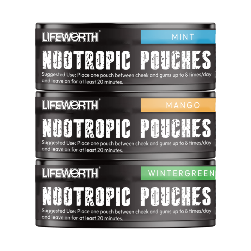 LIFEWORTH Nootropic & Focus Supplement Energy Pouches Can Natural Caffeine for Women and Men