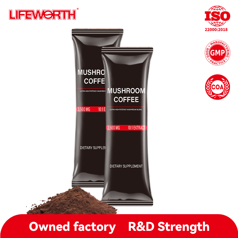 LIFEWORTH OEM Premium Organic Mushroom Blend Coffee Powder for Enhanced Energy