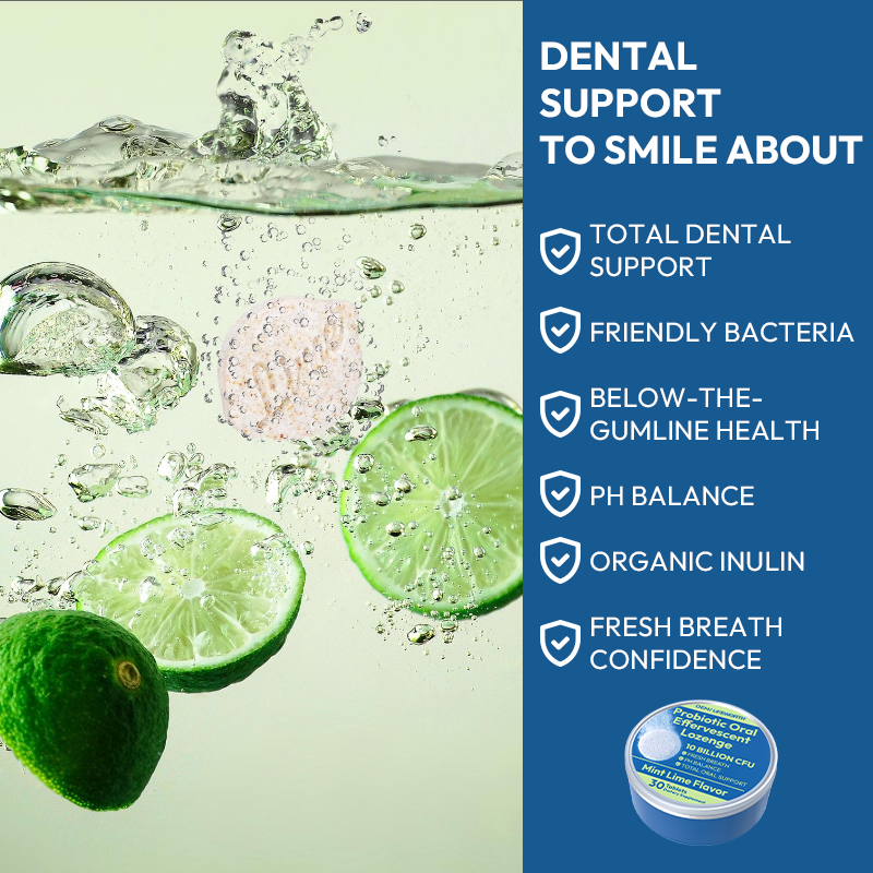 LIFEWORTH Mouth Bad Breath Treatment 10 Billion CFU Tin Dental Probiotics Effervescent Tablets for Teeth and Gums