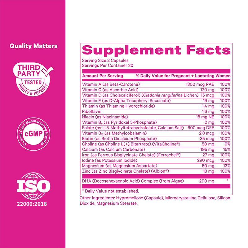 LIFEWORTH Fertility Folic Acid Prenatal Vitamins Capsules Supplements for Women Pregnant