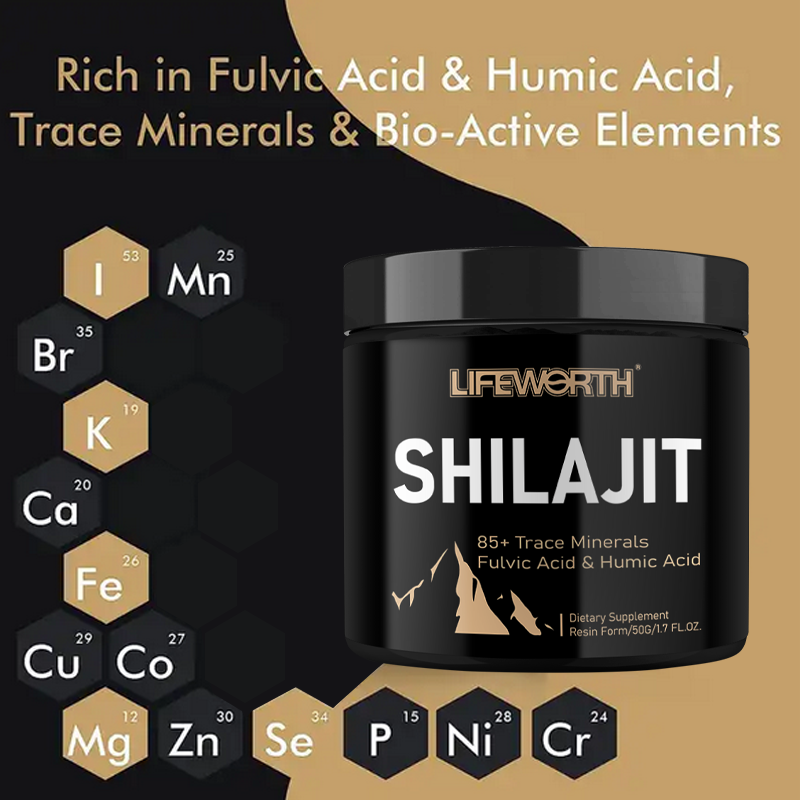 LIFEWORTH Private Label Trace Mineral Salt With Zinc Shilajit Resin Extract Pure Tablet Capsules Rich in Naturall Fulvic Acid