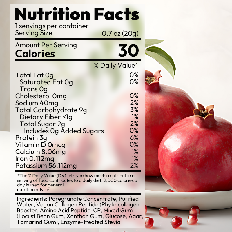 LIFEWORTH Vegan Pomegranate Flavor Collagen Peptide Solution Jelly Stick with Vitamins Minerals for Nail Hair Support Glow