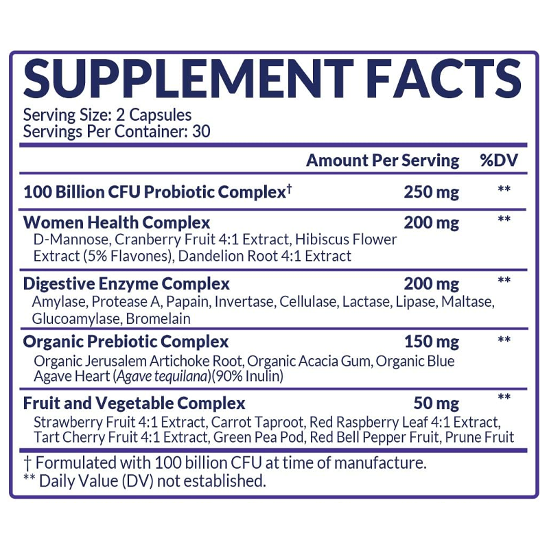 LIFEWORTH OEM High Quality Support Gut Digestive Health Women Probiotics Capsules Organic