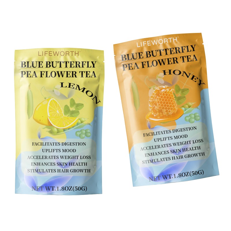 Lifeworth Private Label Wholesale Organic Lemon Flavor Blue butterfly Pea Flower Herbal Tea
