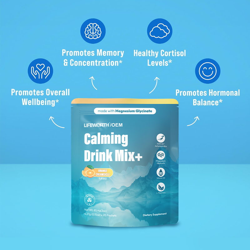 LIFEWORTH Raspberry Lemonade Magnesium Glycinate Powder Drink Mix Supplements for Relaxation and Focus