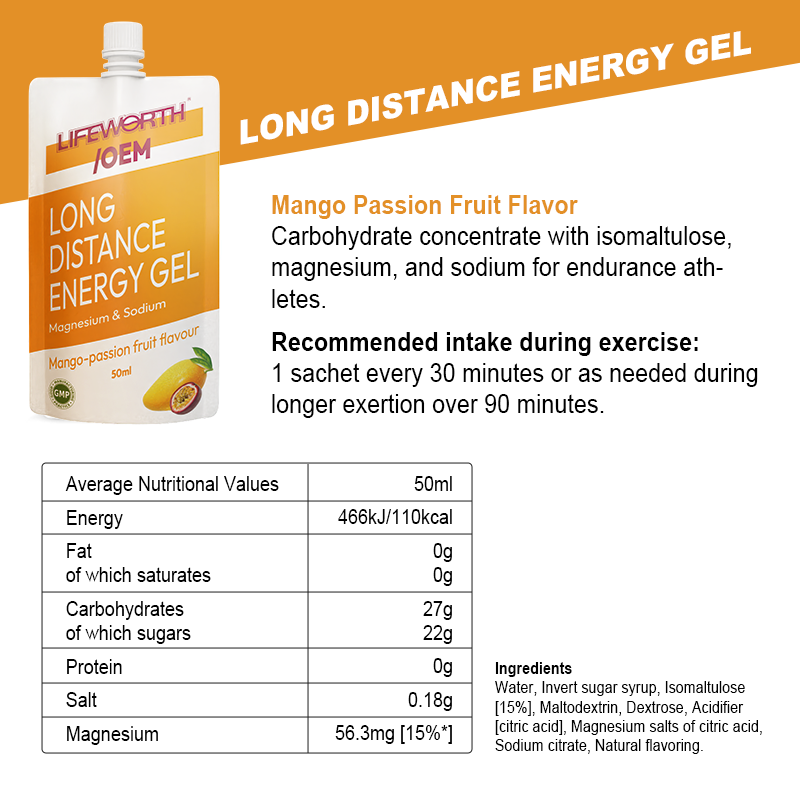 LIFEWORTH Spout Pouches Energy Gel Carbohydrate Electrolyte Concentrate Drink for Long Workouts