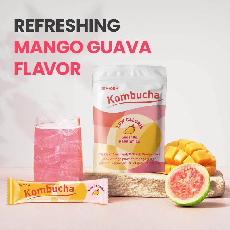 LIFEWORTH Probiotics Hydration Drink Mango Instant Kombucha Tea Powdered Beverage Mix Sticks