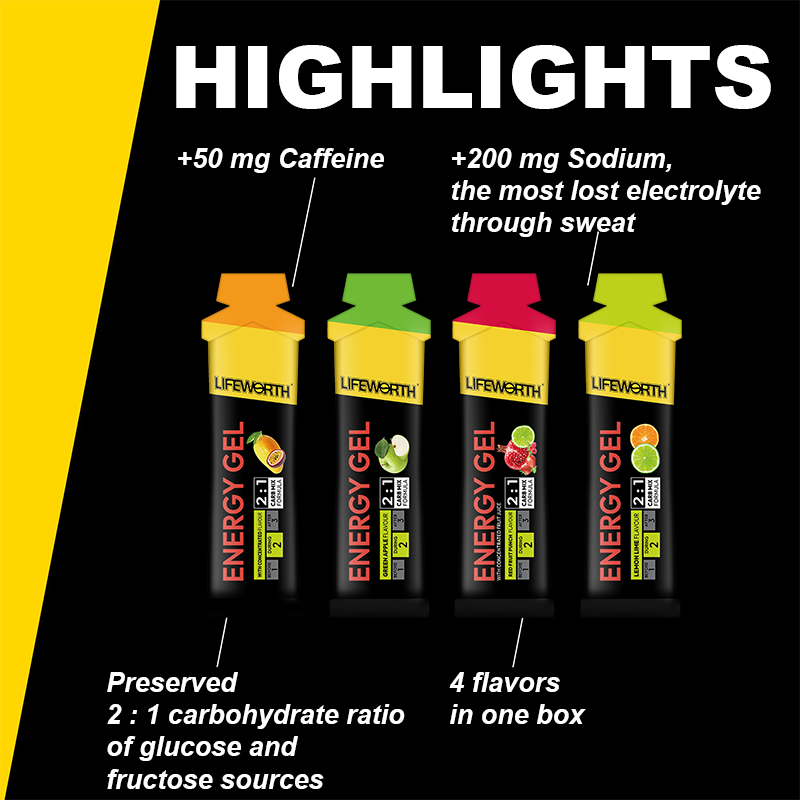 LIFEWORTH OEM Boost Power Multiflavour High Carb Electrolyte Energy Gels with Sodium
