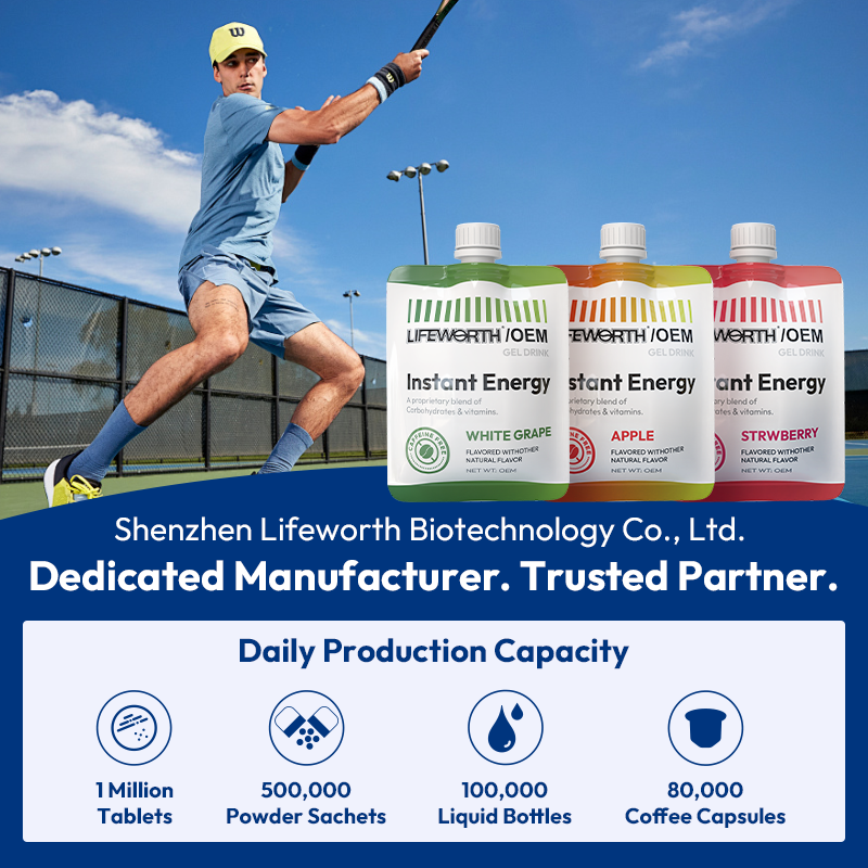 LIFEWORTH Caffeine Free Vitamins Instant Electrolytes Energy Gel Apple Flavor for Running Biking Workout Hiking