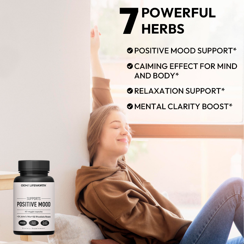 LIFEWORTH Herbal Adaptogens Mood Support Capsules with St. Johns Wort to Helps Calm the Mind and Body