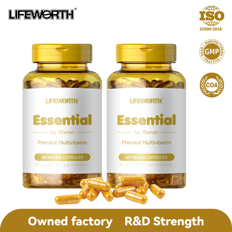 LIFEWORTH Essential Prenatal Multivitamin Capsule Folic Acid Dietary Supplement Women 60 Capsules