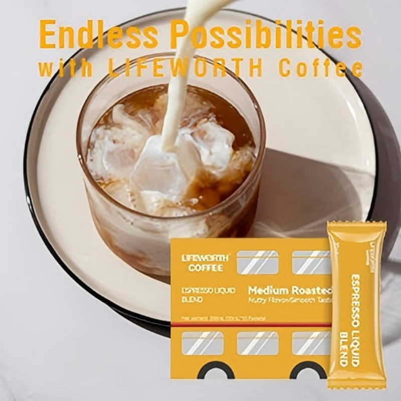 LIFEWORTH Espresso Aluminum Sticks Cold Brew Instant Liquid Coffee Drink