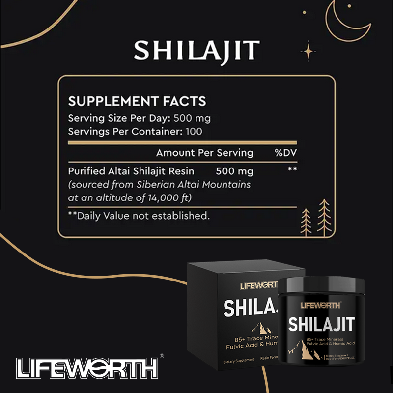LIFEWORTH Private Label Trace Mineral Salt With Zinc Shilajit Resin Extract Pure Tablet Capsules Rich in Naturall Fulvic Acid