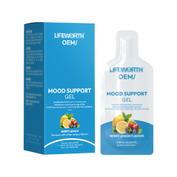 LIFEWORTH Herbal Formula Calm Mood Liquid Gel Supplement with Ashwagandha Magnesium 5-HTP GABA Saffron