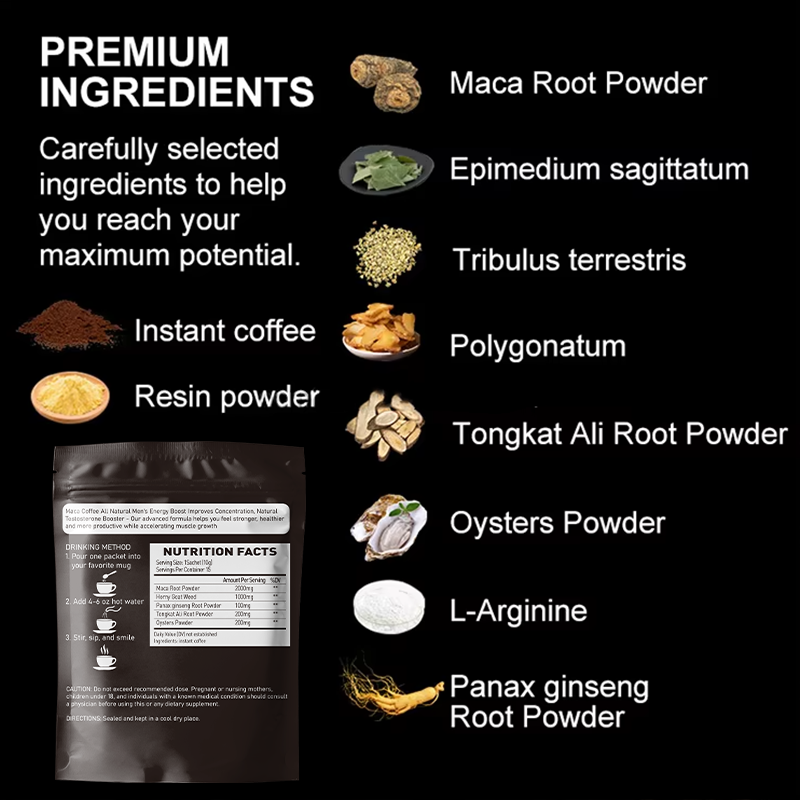 LIFEWORTH Dark Roast Energy Boost Ginseng Maca Blend Instant Coffee Powder