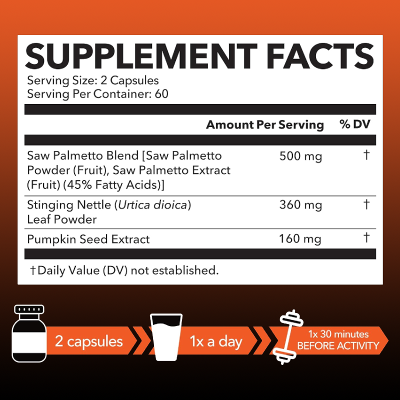 LIFEWORTH Promote Mens Prostate Health Saw Palmetto Capsules with Stinging Nettle and Pumpkin Seed Extract