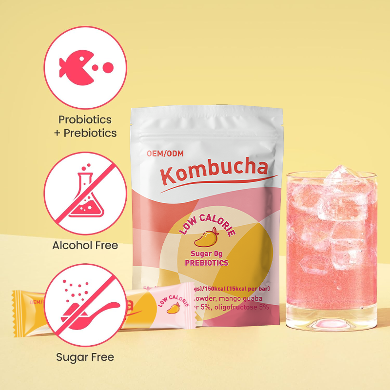 LIFEWORTH Probiotics Hydration Drink Mango Instant Kombucha Tea Powdered Beverage Mix Sticks