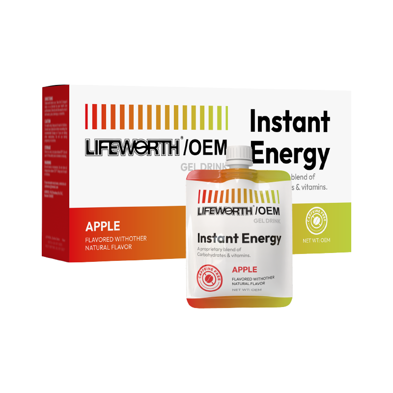 LIFEWORTH Caffeine Free Vitamins Instant Electrolytes Energy Gel Apple Flavor for Running Biking Workout Hiking