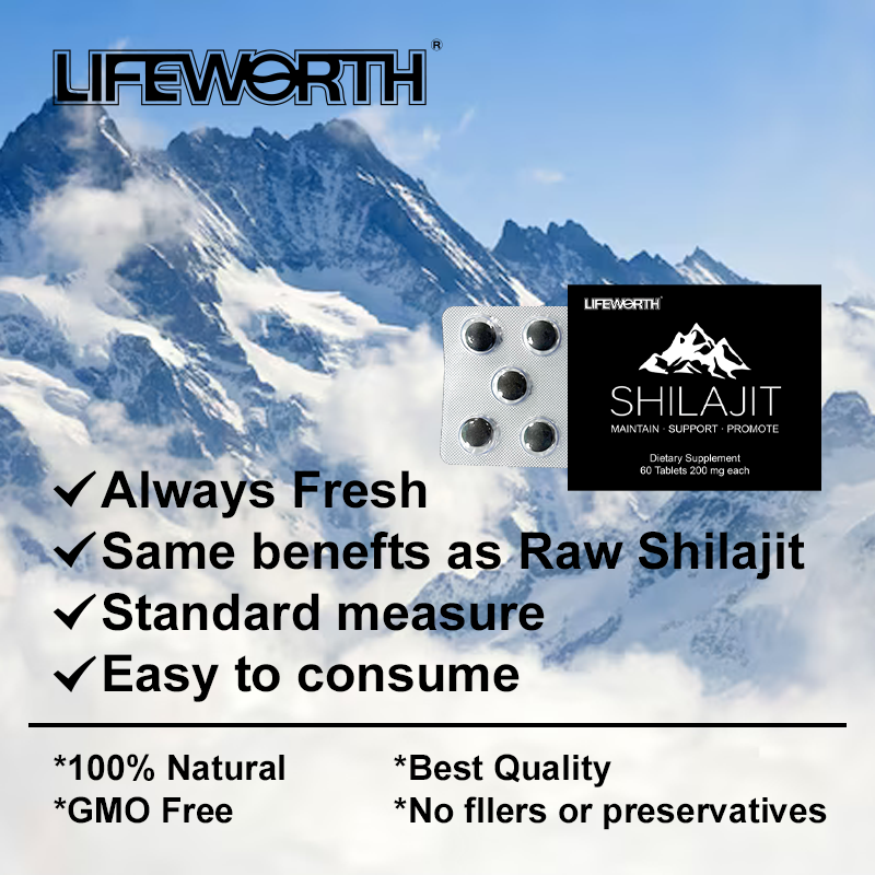 Lifeworth Owned Factory Technical Maturity Shilajit Tablet 500MG Pure Himalayan Shilajeet Fulvic Acid Shilajit