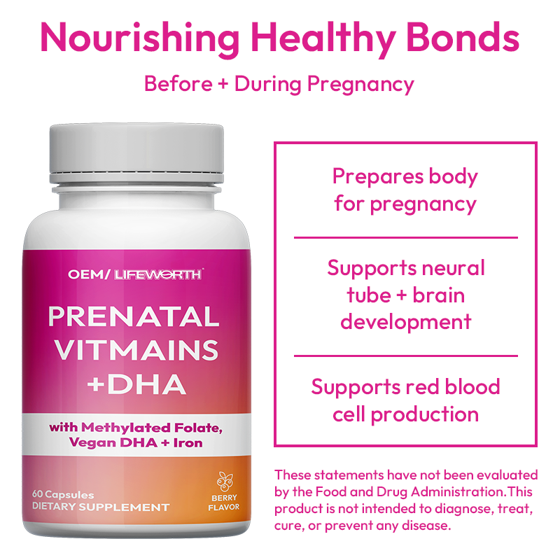 LIFEWORTH Fertility Folic Acid Prenatal Vitamins Capsules Supplements for Women Pregnant