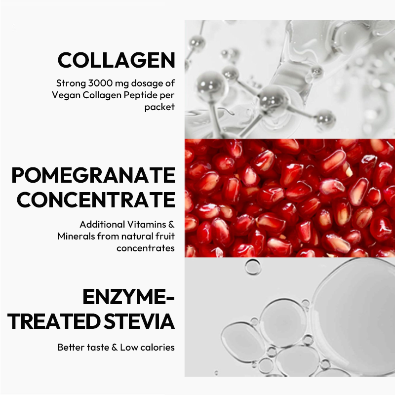 LIFEWORTH Vegan Pomegranate Flavor Collagen Peptide Solution Jelly Stick with Vitamins Minerals for Nail Hair Support Glow