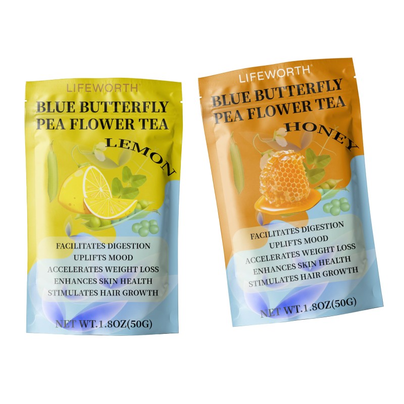 Lifeworth Private Label Wholesale Organic Lemon Flavor Blue butterfly Pea Flower Herbal Tea