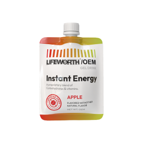LIFEWORTH Caffeine Free Vitamins Instant Electrolytes Energy Gel Apple Flavor for Running Biking Workout Hiking