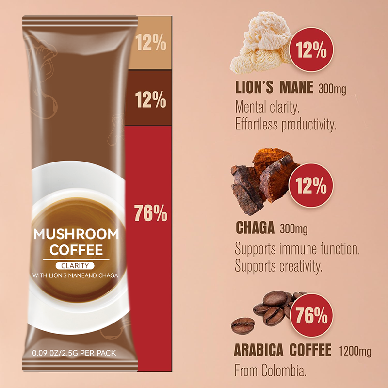 LIFEWORTH Immune Support Lion's Mane Chaga Organic Mushroom Coffee Powder