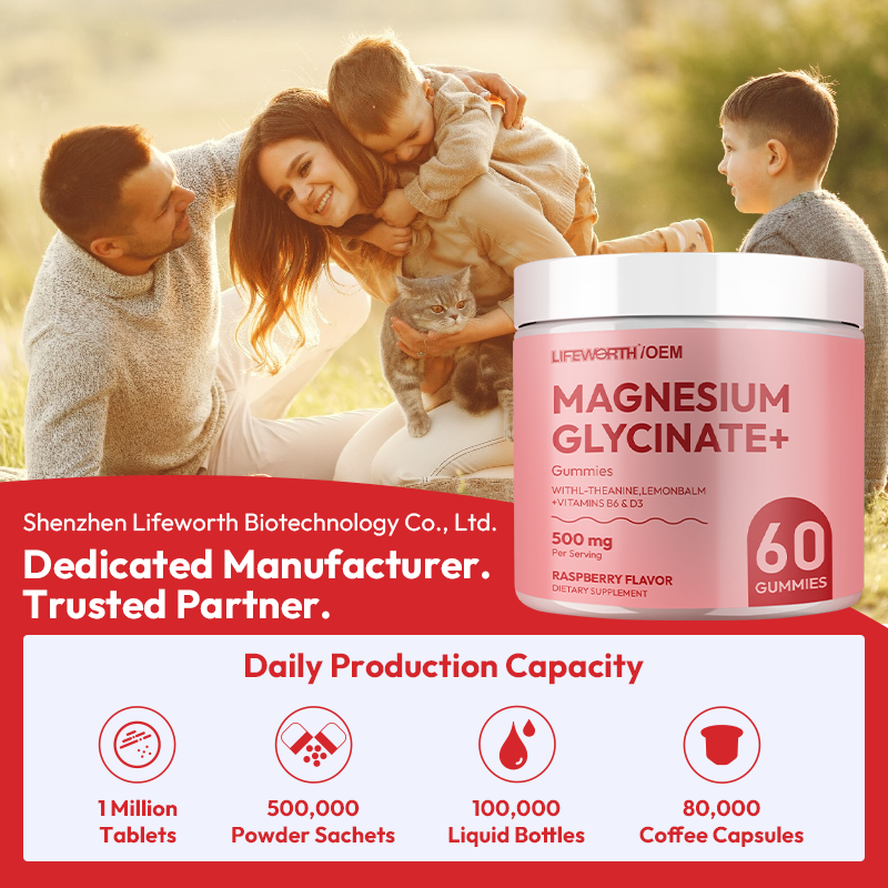 LIFEWORTH Relaxation Support Magnesium Glycinate Gummies with L-Theanine Lemon Balm for Women Men