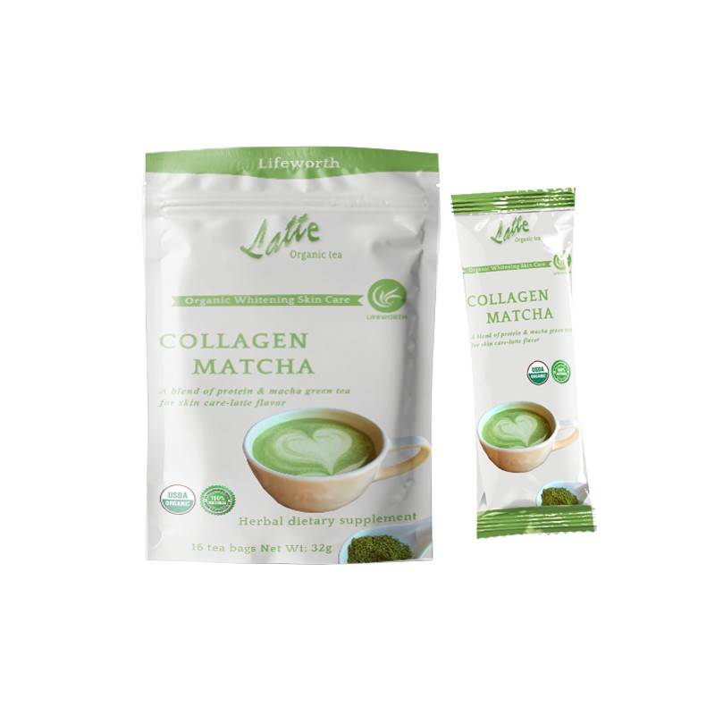 LIFEWORTH Factory Private Label Collagen Green Tea Matcha Powder Organic
