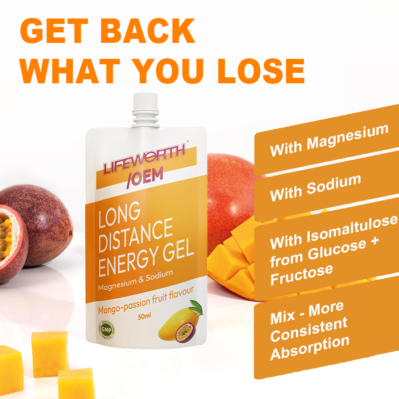 LIFEWORTH Long Distance Electrolytes Energy Gel Mango Passion Fruit with Magnesium Sodium