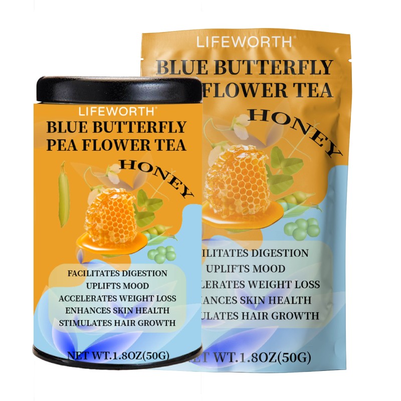 Lifeworth Private Label Wholesale Organic Lemon Flavor Blue butterfly Pea Flower Herbal Tea