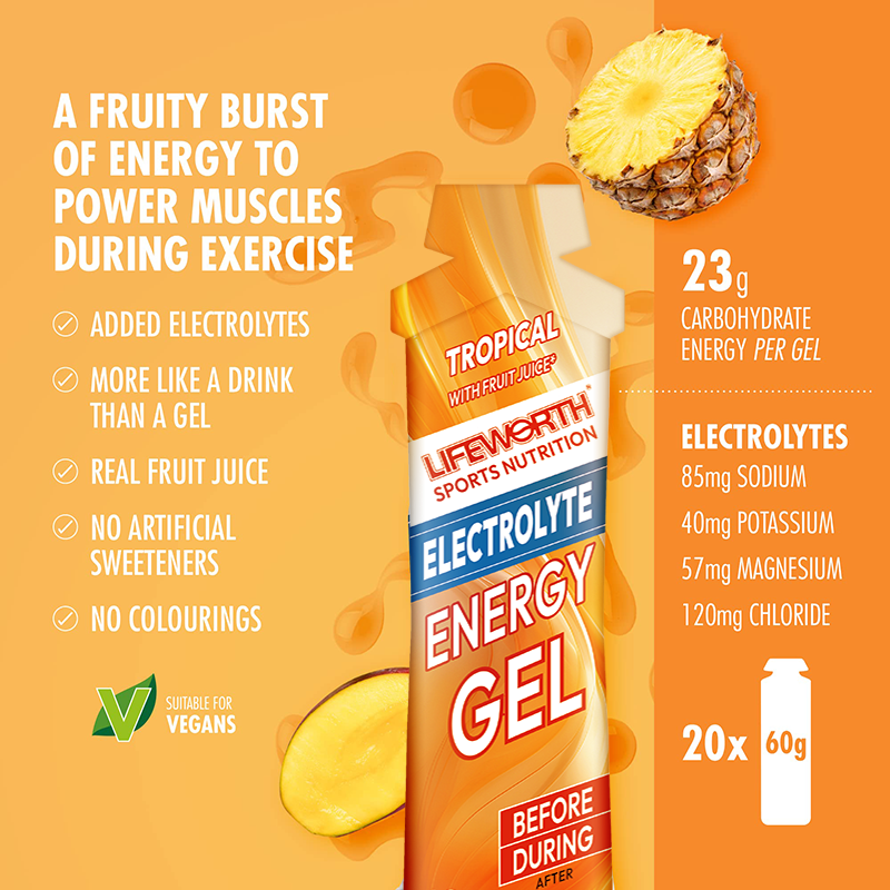 LIFEWORTH Sports Nutrition Energy Gel Boost Power for Running Cycling Endurance Keto Friendly