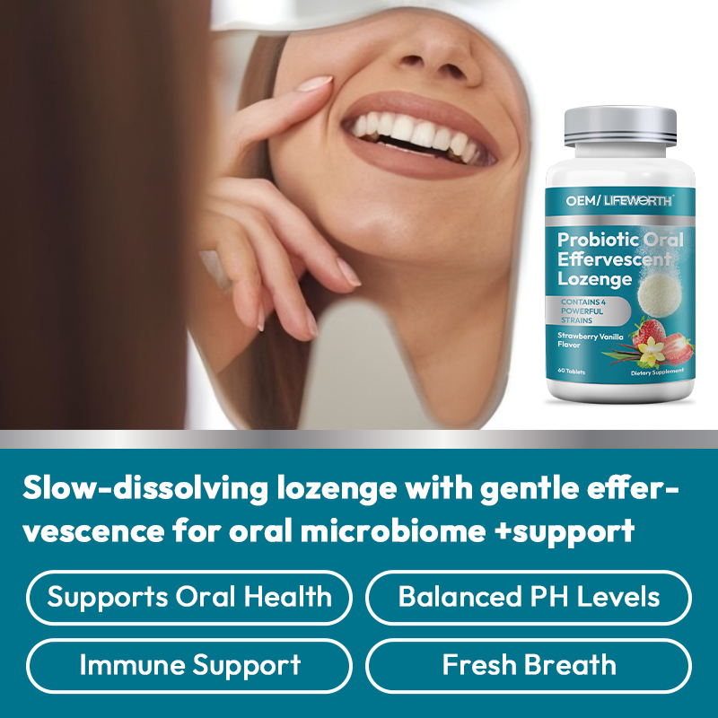 LIFEWORTH Oral Health Probiotics Effervescent Lozenge Tablets for Mouth Bad Breath Treatment
