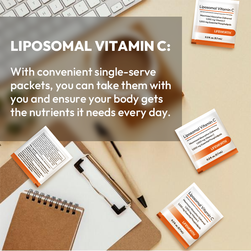 LIFEWORTH Liquid Liposomal Vitamin C Individual Packets Supplement for Immune Support and Collagen Boost