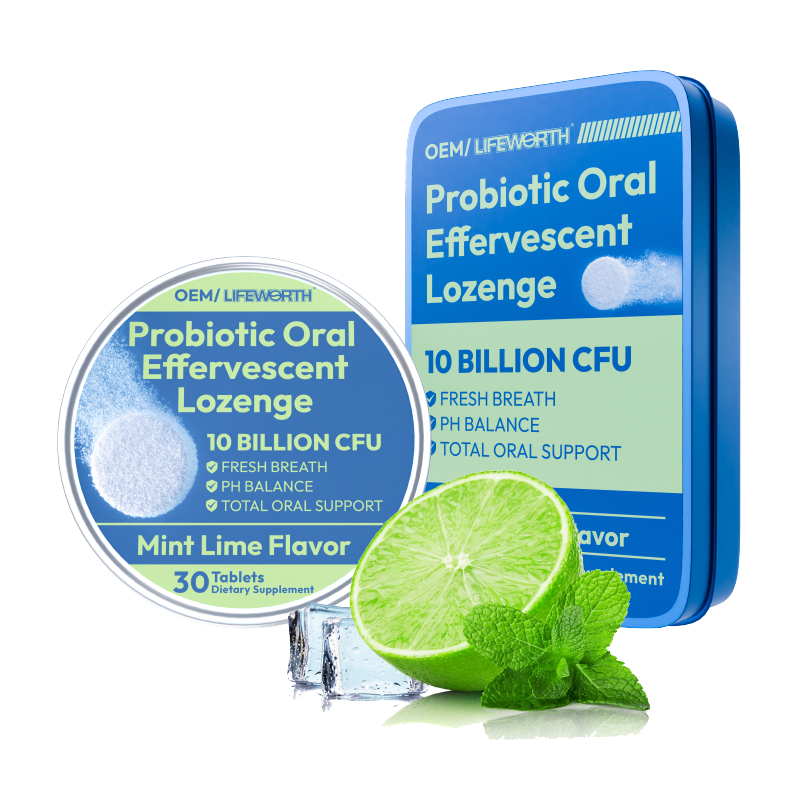 LIFEWORTH Mouth Bad Breath Treatment 10 Billion CFU Tin Dental Probiotics Effervescent Tablets for Teeth and Gums