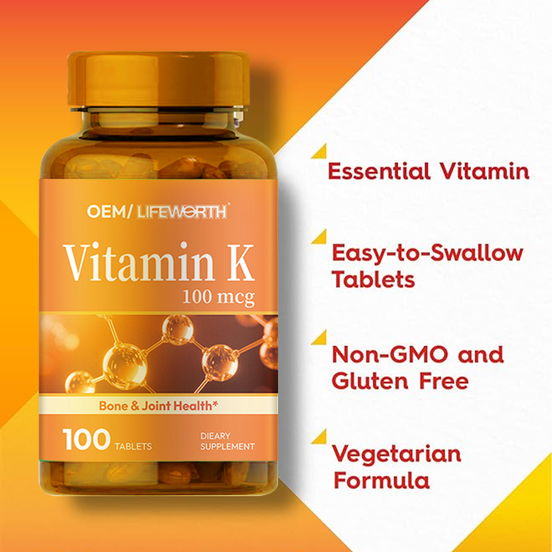 LIFEWORTH Premium Vitamin K Dietary Supplement for Bone Join Health 100 Tablets