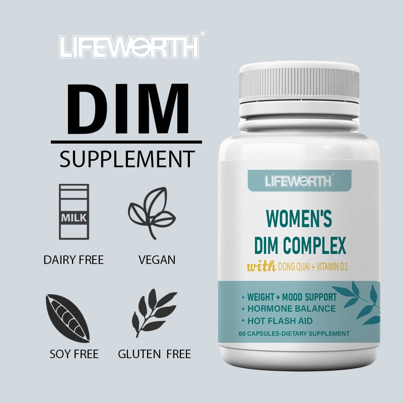 LIFEWORTH DIM Herbal Supplement Complex 250 mg Estrogen Balance for Women Estrogen Metabolism